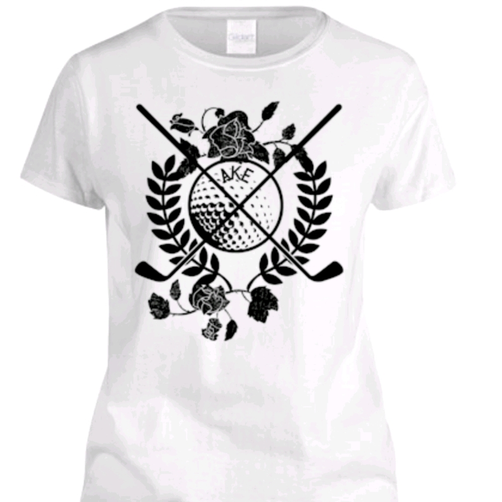 Ladies White Rose Golf Tee Shirt